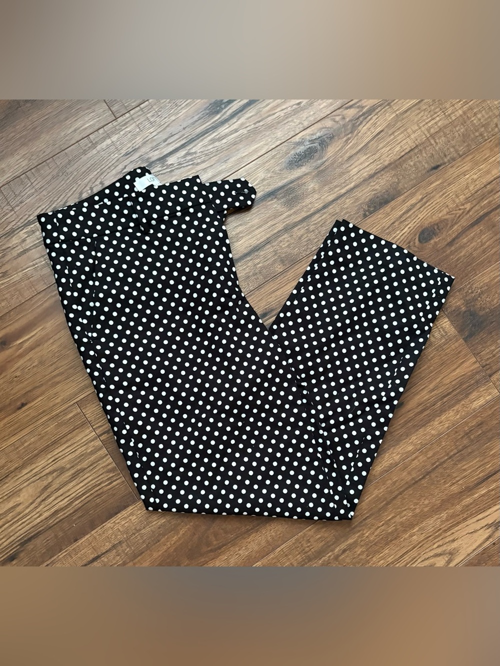 LOFT Black Polka Dot Ankle Pants Size 6